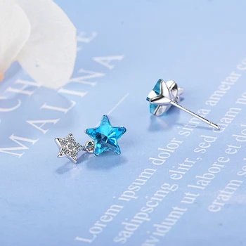 Stelele albastre cercei moda doamnelor cercei stea cu cinci colțuri cercei zircon alb accesorii bijuterii