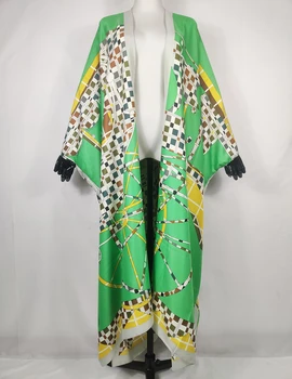 Casual 2022 Kuweit Moda Populare de Vară Liber Boho Diagonal Caftan de Mătase Rochie Maxi Tradiționale Africane Costume de Femei Abaya