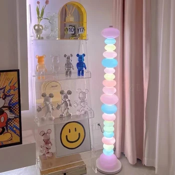 Macaron Bomboane de Culoare de Sticlă, Lămpi de Podea Fata Dormitor Camera Copiilor Decor Rainbow Sticlă Inteligent Lampa Living Verticale Lampă cu Led-uri