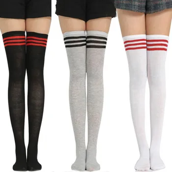 Sexy Negru Alb cu Dungi Lungi Ciorapi pentru Femei Coapsa Inalta Șosete Peste Genunchi Ciorapi Japoneze Lolita Fete Genunchi Șosete Mari