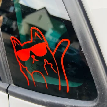 PUF TINE Cat Masina Sticker Auto Geam Bara Vinil rezistent la apa Decal Muri Taie Animale Amuzant Autocolant Auto Externă Decor