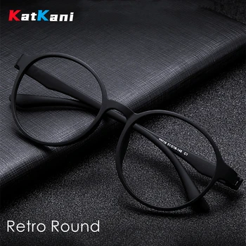 KatKani Retro Rotund Optice baza de Prescriptie medicala pentru Bărbați Și Femei Ochelari Cadru Ultra-ușoare Și Confortabile, Fără Șurub de Design Glasse