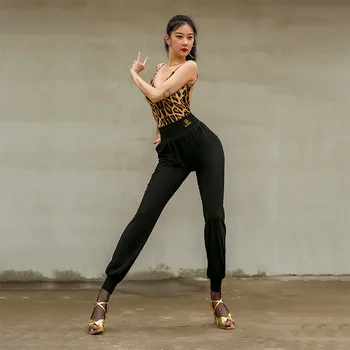 1buc/lot Leopard negru latino Rochie de Dans Femei latine Dans Pantaloni de Dans Tango Chacha Performamnce Dans Pantaloni