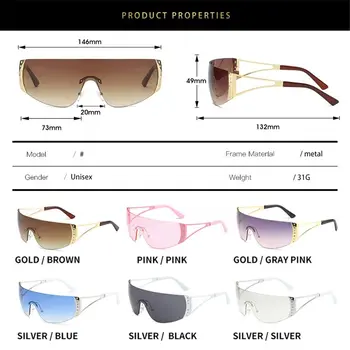 Înfășurați în Jurul valorii de Y2K ochelari de Soare pentru Femei Barbati Futurist Top Plat ochelari de Soare Fara rama Gradient de Lentile de Ochelari de Soare UV400 Protecție