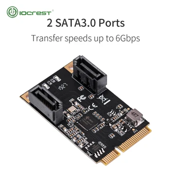 IOCREST 2 Port SATA III pe toată Înălțimea Mini PCIE 3.0 Gen3 de Mare Viteză Controller Card Verde IO-MPE40150