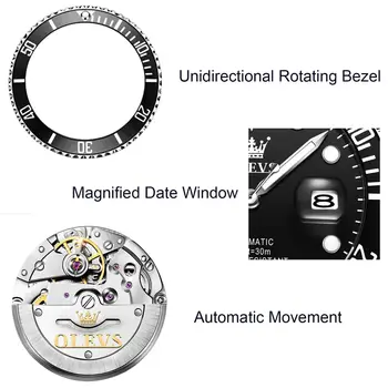 Original pentru Bărbați Ceas de Lux Automatic Mecanic Impermeabil Sport Brand de Top din Oțel Inoxidabil Ceas Mare Față Ceasuri Clasice