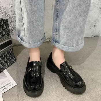 Lolita dulce Mary Jane Pantofi Femei Solide Mocasini Zapatos De Mujer 2022 Casual de Primavara Negru Aluneca pe Rotund Toe Platforma Toc mic