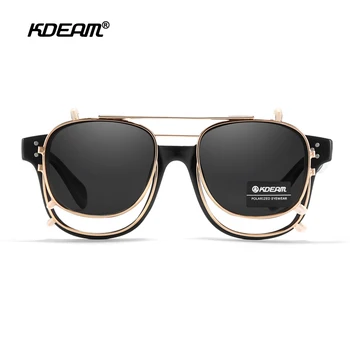 KDEAM Flip Tip Unisex ochelari de Soare Polarizat Steampunk Clip Pe Ochelari de Soare Detașabil Pătrat Nuante Cu Greu Cutie KD127