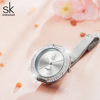 Shengke Femei De Lux Ceas Cu Diamante De Apelare Brățară Ceas De Mână Fată Elegant Doamnelor Cuarț Ceas De Sex Feminin Rochie Brand Ceas De Ceas