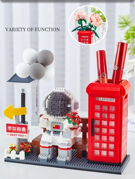 2188pcs+ Balon Astronaut Micro Bloc Cosmonaut Telefon Boot Mini Caramida Model de Jucării Pentru Copii, Cadou de Craciun, Cu Lumina