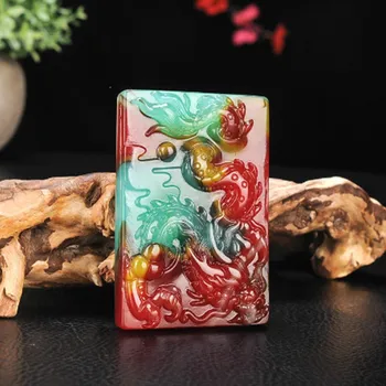 Culoare Naturala, Dragonul De Jad Pandantiv Colier Chineză HandCarved Farmec Bijuterii Accesorii De Moda Amuleta Fengshui Bărbați Femei