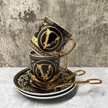De lux Porțelan Cești și Farfurioare Ceai Elegant Set de Ceasca Lapte Bea Cana KitchenTableware Cu Cutie Cadou