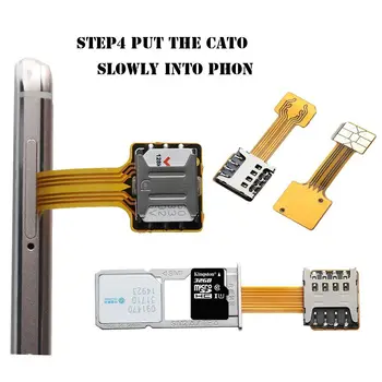 Practice DIY Geek Telefon Android Dual SIM Card Adaptor Nano Cato Micro SD Extender Hibrid Slot Sim