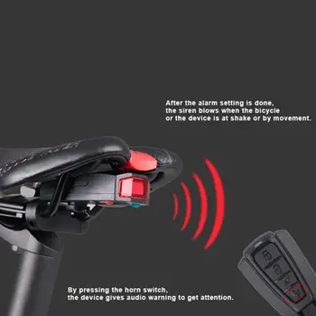 Biciclete Lumina din Spate + Anti-furt de Alarmă USB de Încărcare fără Fir de Control de la Distanță a CONDUS Lampă spate Bike Finder Felinar Corn Sirena de Avertizare