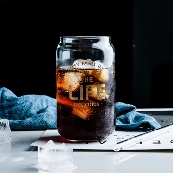 Coca-Cola Pot Cana De Sticlă, Mic Dejun Cafea Cu Lapte Ceașcă De Ceai Pahar De Cocktail De Aur Scrisoare De Negru Transparent Rezistent La Căldură Drinkware Acasă Cadou