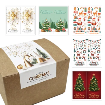 50Pcs Crăciun Fericit Autocolante Multumesc Card Caseta Etichetă Pachet de Etanșare Autocolante Crăciun Decor Consumabile Partid