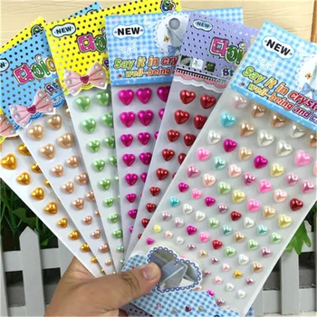 De Vânzare la cald autoadezive, de Diferite dimensiuni, culori amestecate Acrilic perla Inima Autocolante Accesorii pentru Copii cadouri Grădiniță jucărie
