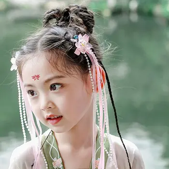 2 buc Dulce Printesa Ciucure Fluture Floare Antic pentru Copii Hairpin Accesorii de Par Stil Antic Chinez Hanfu de Par Clip