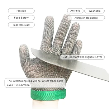 Inel Din Otel Inoxidabil Plasă De Mănuși Anti Cuțit Tăiat Rezistent Zale Protecția Mâinilor Bucătărie Măcelar Manusa