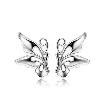 HOMOD Moda Fluture Cercei Stud pentru Femei Simple, Mici de Argint Cercei de Culoare Butoane Aripă de Înger Cercel Moda bijuterii