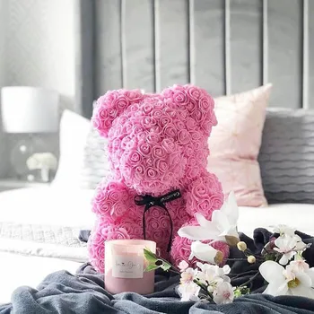 25/40 cm Teddy Bear a Crescut Inima de Urs Flori Artificiale de Trandafir Teddy Bear pentru Femei de Valentine ' s Zi, Nunta, Ziua de nastere Cadou de Crăciun